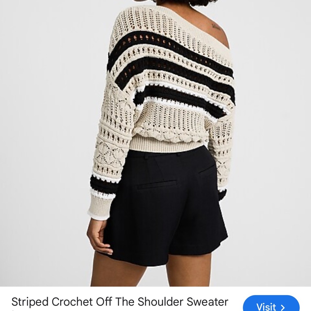 Express Black and White Open Stitch Sweater - Size Large